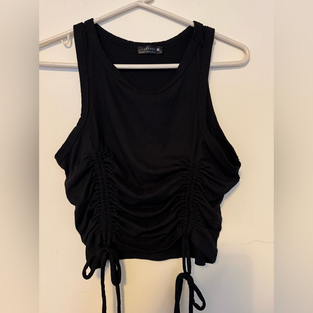 Black Ruched Tank Top
